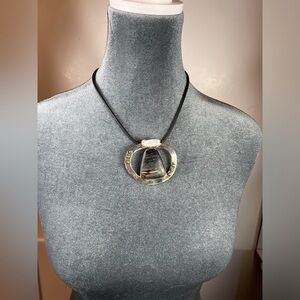 Designer Handcrafted Art pendant with freshwater pearl and polished stone